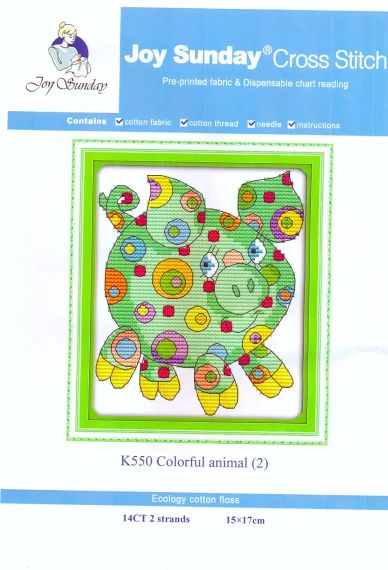 Набор для вышивания по нанесённой на канву схеме "Coloorful animal (2)". AIDA 14CT printed 15*17 см | Зображення 1