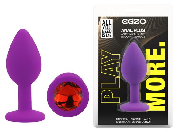 Силіконова анальна пробка EGZO - Silicone Purple Round Plug Red, size S Sex Aura