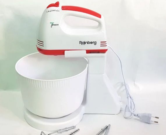 Стаціонарний електричний міксер з чашею Rainberg RB-1005 500W з насадками для замішування крутого тіста | Зображення 1