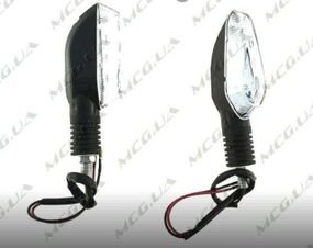 Поворот светодиодный, лодочка   (3 LED, черный, белое стекло)   JS