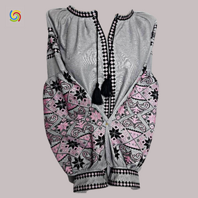 Рубашка Украинская вышиванка  31968 цвет серый размер M/L