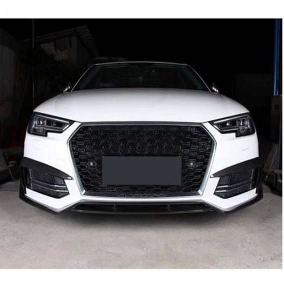 Накладка на передний бампер Lip V2 (для S-Line SD 2015-2019, Карбон) для Ауди A4 B9