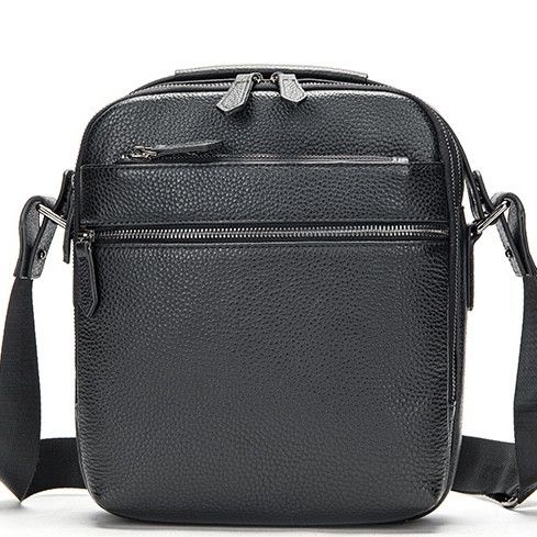 Чоловіча шкіряна сумка через плече чорна Tiding Bag 711511