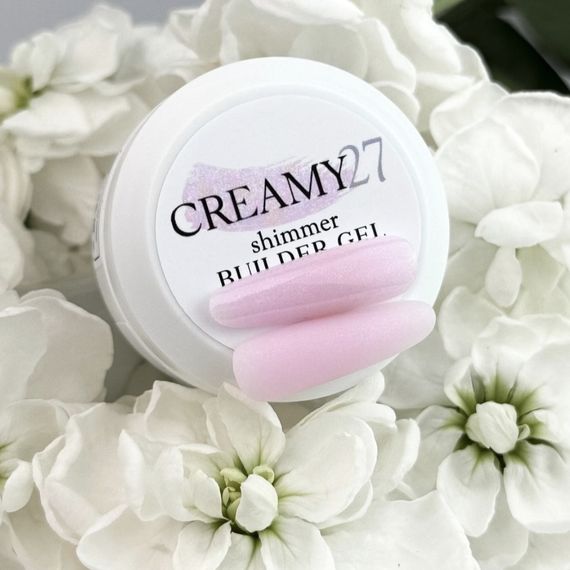 Гель для наращивания ногтей Crooz Creamy gel 27 (молочно-лавандовый с шимером) 15мл