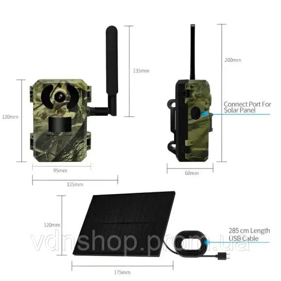 Камера для охоты на солнечной батарее A8S 4G, датчик движения, камуфляж | Зображення 4