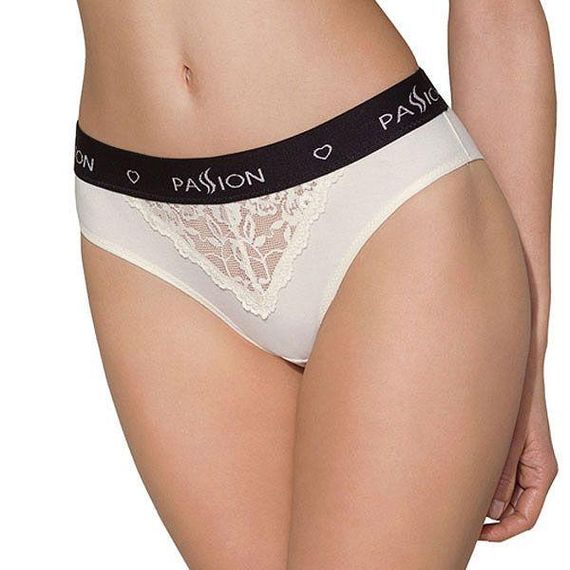 Трусики з широкою гумкою і мереживом Passion PS001 PANTIES M, ecru sexstyle