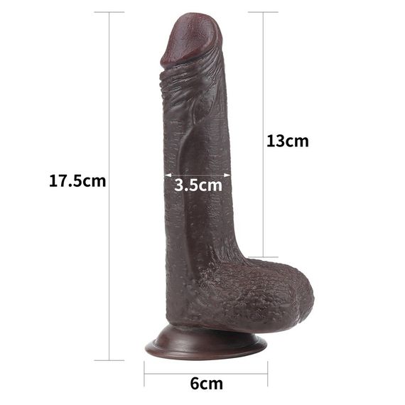 Фаллоимитатор Sliding Skin Dual Layer Dong с закрытой головкой, коричневый Sex Aura | Зображення 2