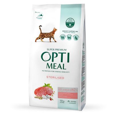 Сухой корм для кошек Optimeal для стерилизованных/кастрированных с говядиной и сорго 1.5 к (4820215364652)