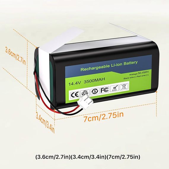 Аккумулятор высокой емкости литий-ионный Eufy RoboVac,Ecovacs Deebot,Tesvor 14.4V 3500mAh | Зображення 4