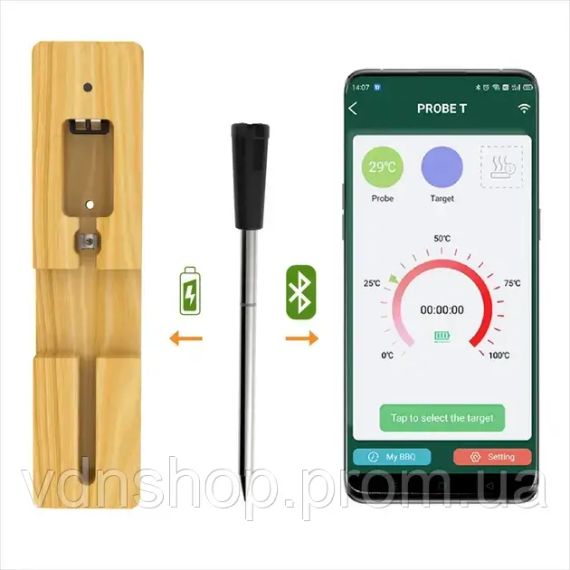 Цифровий Bluetooth термометр з керуванням через телефон, для м'яса, гриля та духовки | Зображення 1