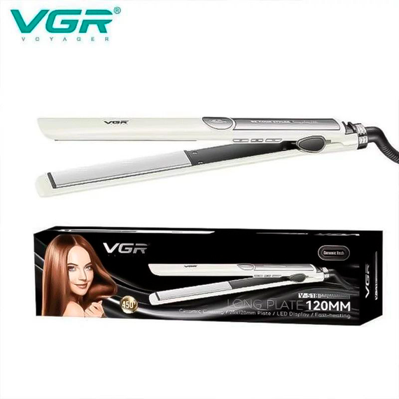 Плойка VGR V-518 WHITE, температура від 100°C до 230°C, керамічне покриття, LED дисплей, 40 Вт | Зображення 1