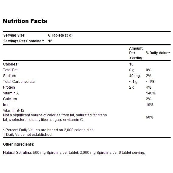 Спирулина Puritan's Pride Spirulina 500 mg 100 Tabs | Зображення 1