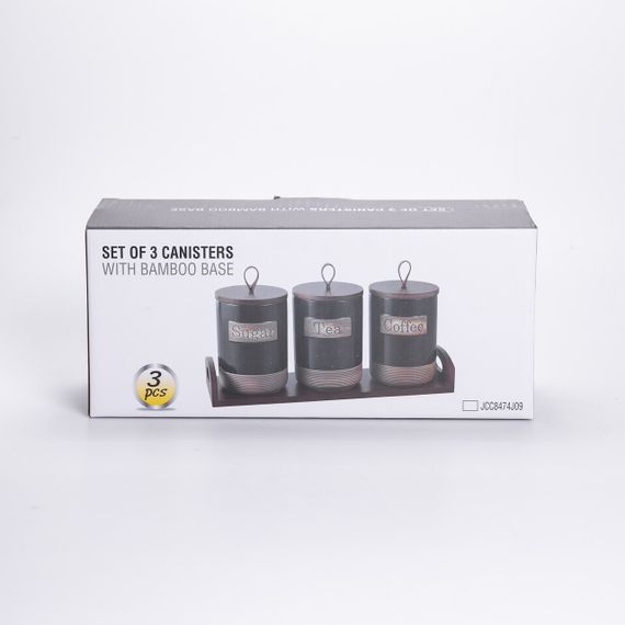 Набір порцелянових банок для сипучих 3 шт по 800 мл з кришками Бежевий HP-26-1BE | Зображення 6