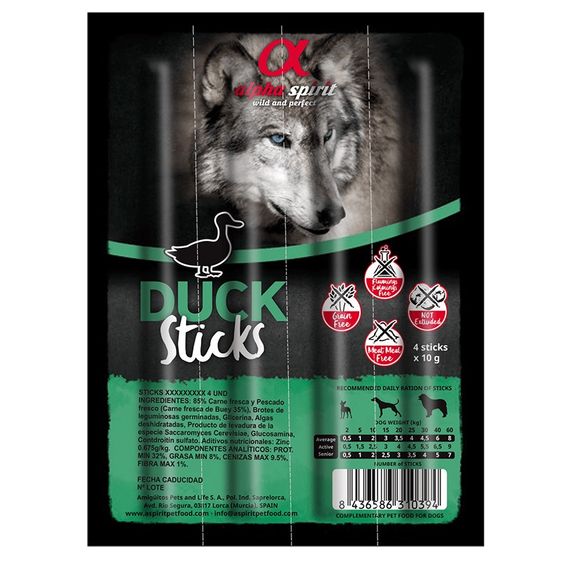 Ласощі для собак Alpha Spirit Duck Sticks for Dogs з качкою 4 шт х 10 гр