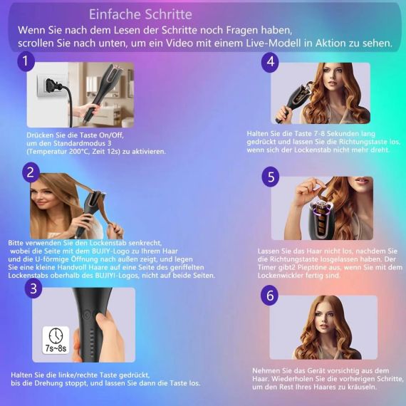 Автоматична плойка BUJIYI для великих кучерів — ідеальні локони без зусиль | Зображення 6