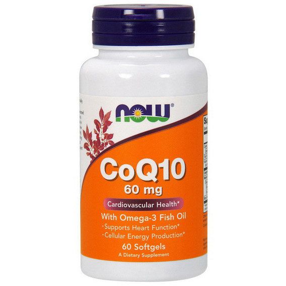 Коензим NOW Foods Coenzyme Q10 60 mg With Omega-3 Fish Oil 60 Softgels