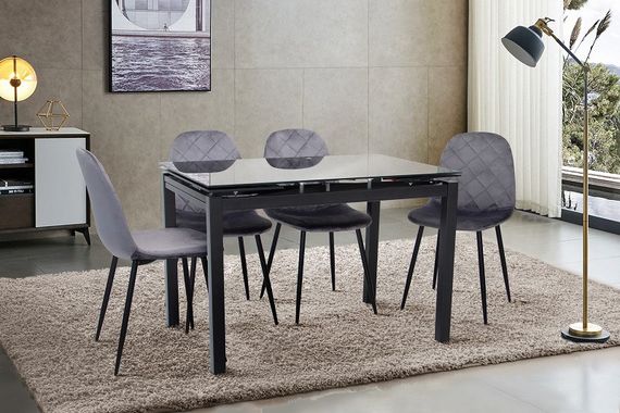 Стеклянный раскладной стол Венди черный XS-1025, 80/130х65 см | Зображення 3