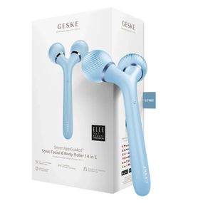 Електронний ультразвуковий ролик для обличчя та тіла GESKE Sonic Facial&Body Roller 4в1 aquamarine