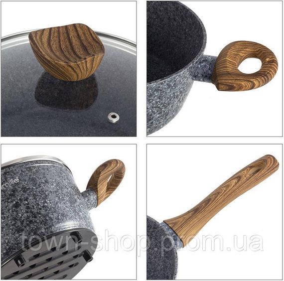 Набор кухонной посуды Kamille Grey Marble 12 предметов, литой алюминий KM-4440 | Зображення 4