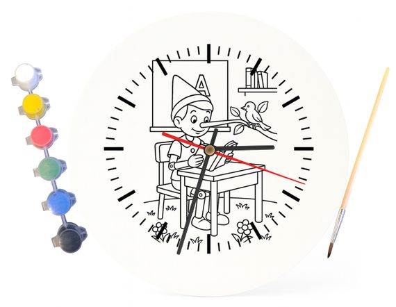 Детский набор для творчества часы-раскраска Приключения Пиноккио (по мотивам романа Карло Коллоди) 30 см (Г0010) | Зображення 2