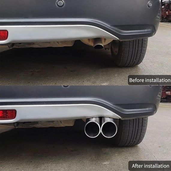 Вихлопна труба Houkiper, універсальний глушник, подвійна вихлопна труба, неіржавка сталь/ хромований | Зображення 4