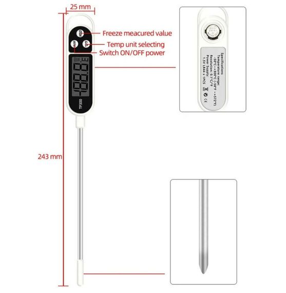 Термометр кухонний харчовий цифровий електронний зі щупом для м'яса Bodasan TP300 | Зображення 8