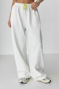 Утеплені однотонні спортивні штани - світло-сірий цвет, L (є розміри)