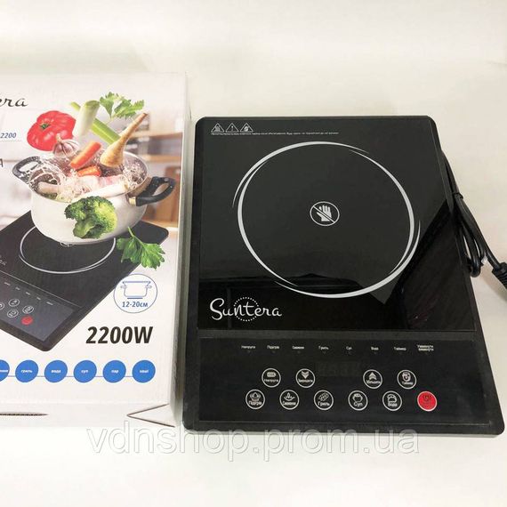 Дискова плита для дому Suntera ICD-2200, 2200 Вт, Надійна кухонна плита Переносна електрична RW-78 | Зображення 2