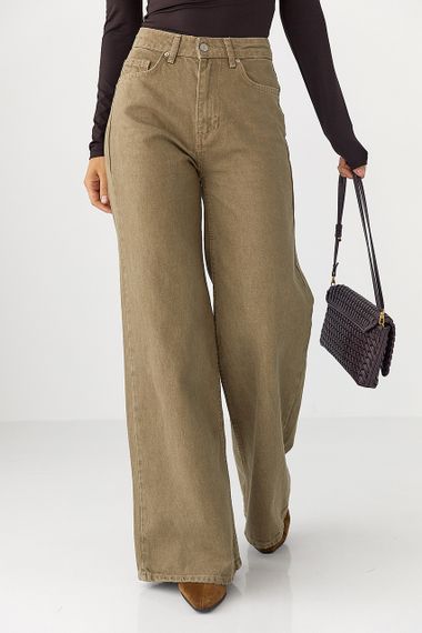 Широкі джинси Palazzo з високою талією - світло-коричневий цвет, 38р (є розміри) | Зображення 4