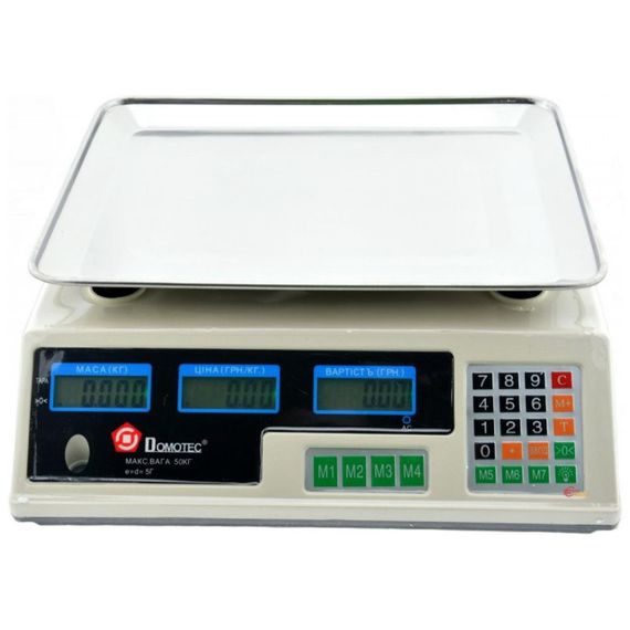 Ваги торгові електронні до 50кг, Domotec MS 228 / Акумуляторні електроваги з лічильником ціни | Зображення 2