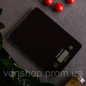 Ваги для кухні Sokany до 5 кг електронні на батарейках Чорні Lugi SK-19027B