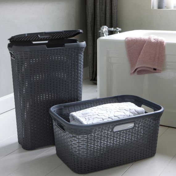 Корзина для белья пластиковая Curver Natural Style 40 л 00709 темно-серая, прочная и удобная | Зображення 7