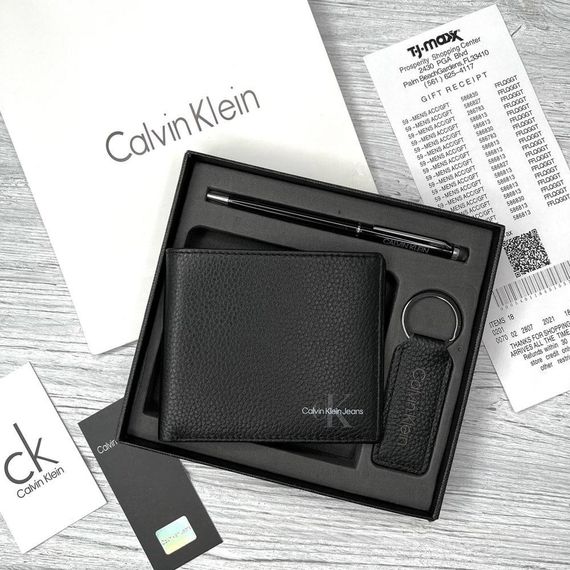Набір чорний Calvin Klein гаманець+ ручка + брелок | Зображення 1