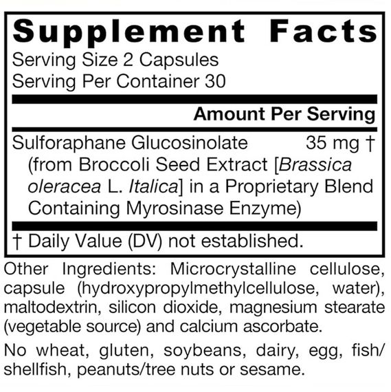 Натуральная добавка для иммунитета Jarrow Formulas BroccoMax Myrosinase Activated 60 Veg Caps | Зображення 1