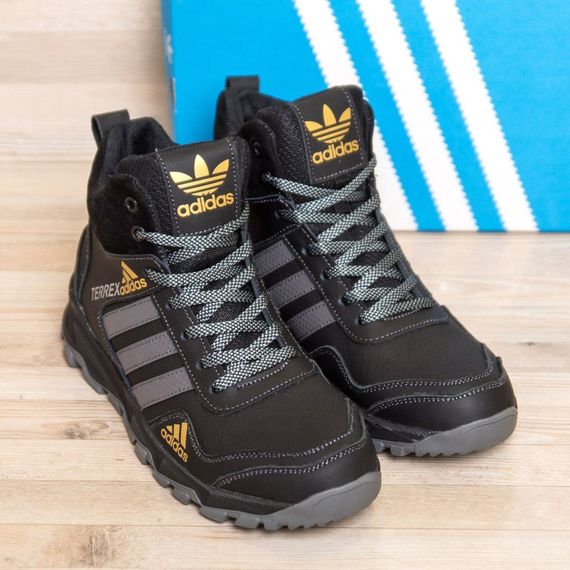 шкіряні зимові ботинки Adidas чорні | Зображення 4