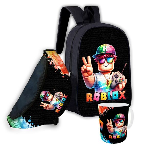 Набір дитячий Роблокс «Roblox» рюкзак 36х27см сумка-бананка, кружка з принтом для хлопчика (01585)
