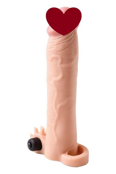 Насадка на пенис Virgite S5 с вибрацией, бежевая, 20 см sexstyle