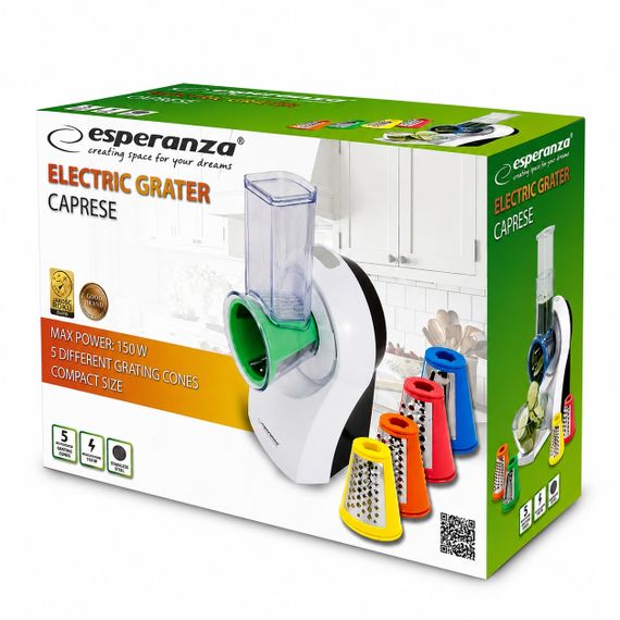 Мультирезка Esperanza EKM026 Caprese электрическая овощерезка с 5 насадками 150 Вт | Зображення 4