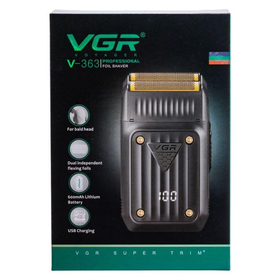 Електробритва чоловіча шейвер з подвійним лезом та LED-дисплеєм VGR V-363 | Зображення 9