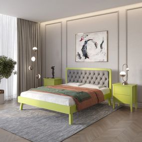 Двоспальне дерев&#039;яне ліжко Mebigrand Токіо Лайм (S3050G70Y)/Аляска 93 (Сірий) 180х200 см (MBG-4759)