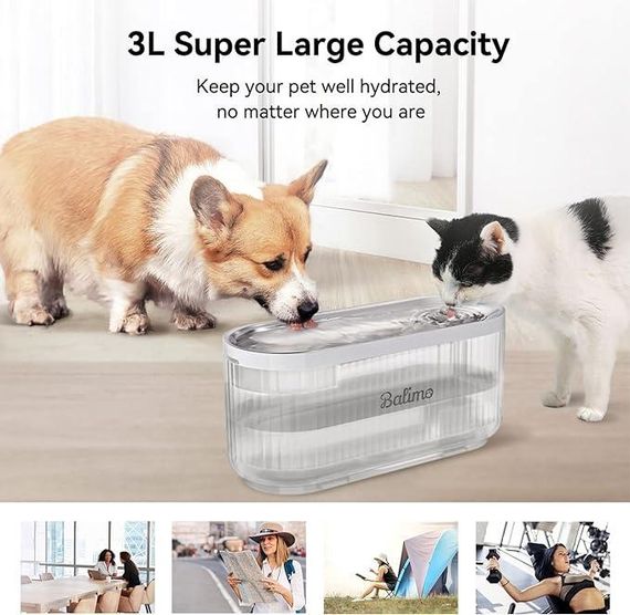 Питний фонтанчик Balimo MEA 3 л для кішок, надтихий автоматичний фонтанчик для котів, розділення води та | Зображення 5