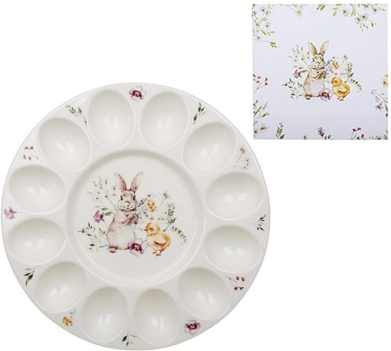 Блюдо порцелянове "Spring Story" Ø27см для 12ти яєць і паски (великоднє блюдо) | Зображення 1