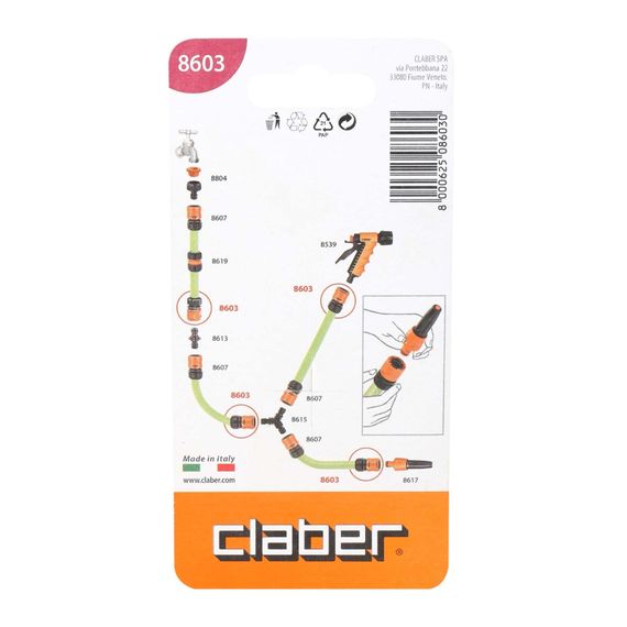 Конектор для поливального шлангу 1/2" з системою "Aquastop" Claber 8603 | Зображення 2