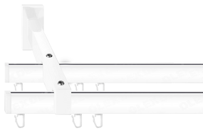 Карниз Скарлайн двойной в сборе Заглушка Белый 100см., Стальной