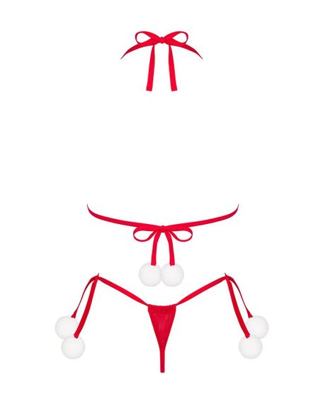 Комплект белья с помпонами Obsessive Bobble Girl, красный sexstyle | Зображення 3