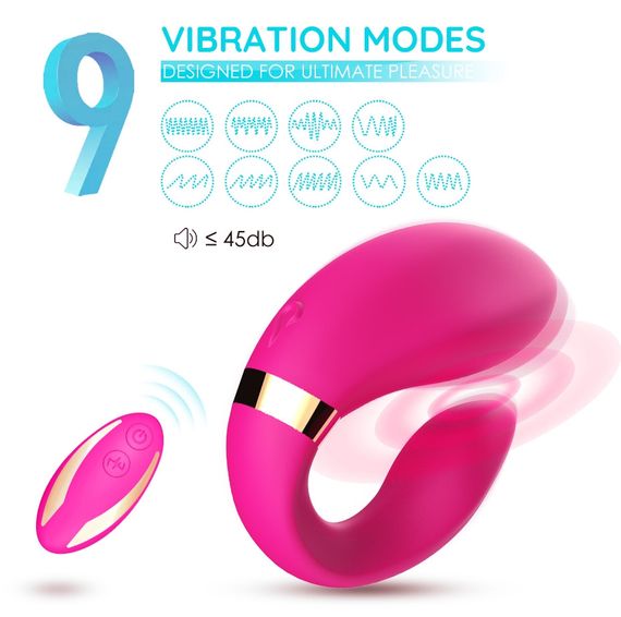 Вібромасажер для пар Boss Series з пультом ДК - Couple Vibrator Pink USB 9 Function, BS5200030 Sex Aura | Зображення 1