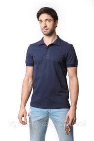 Футболка чоловіча ПОЛО — Темно-синій з манжетом із мікроЛАКОСТИ S