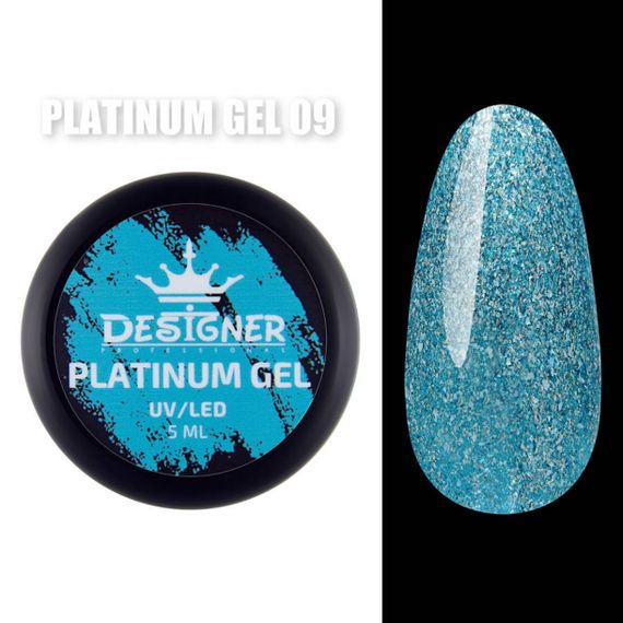 Гель-краска P09 Designer Platinum Gel с блестками 5мл | Зображення 2