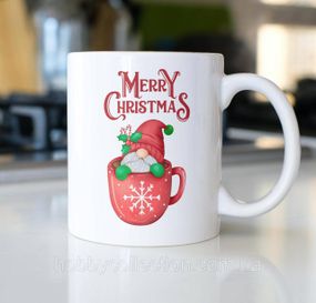 Кружка з принтом "Merry Christmas" 330 мл Біла