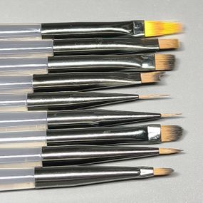 Набір пензликів для дизайну нігтів (8шт + 1 двостороння) з прозорою ручкою